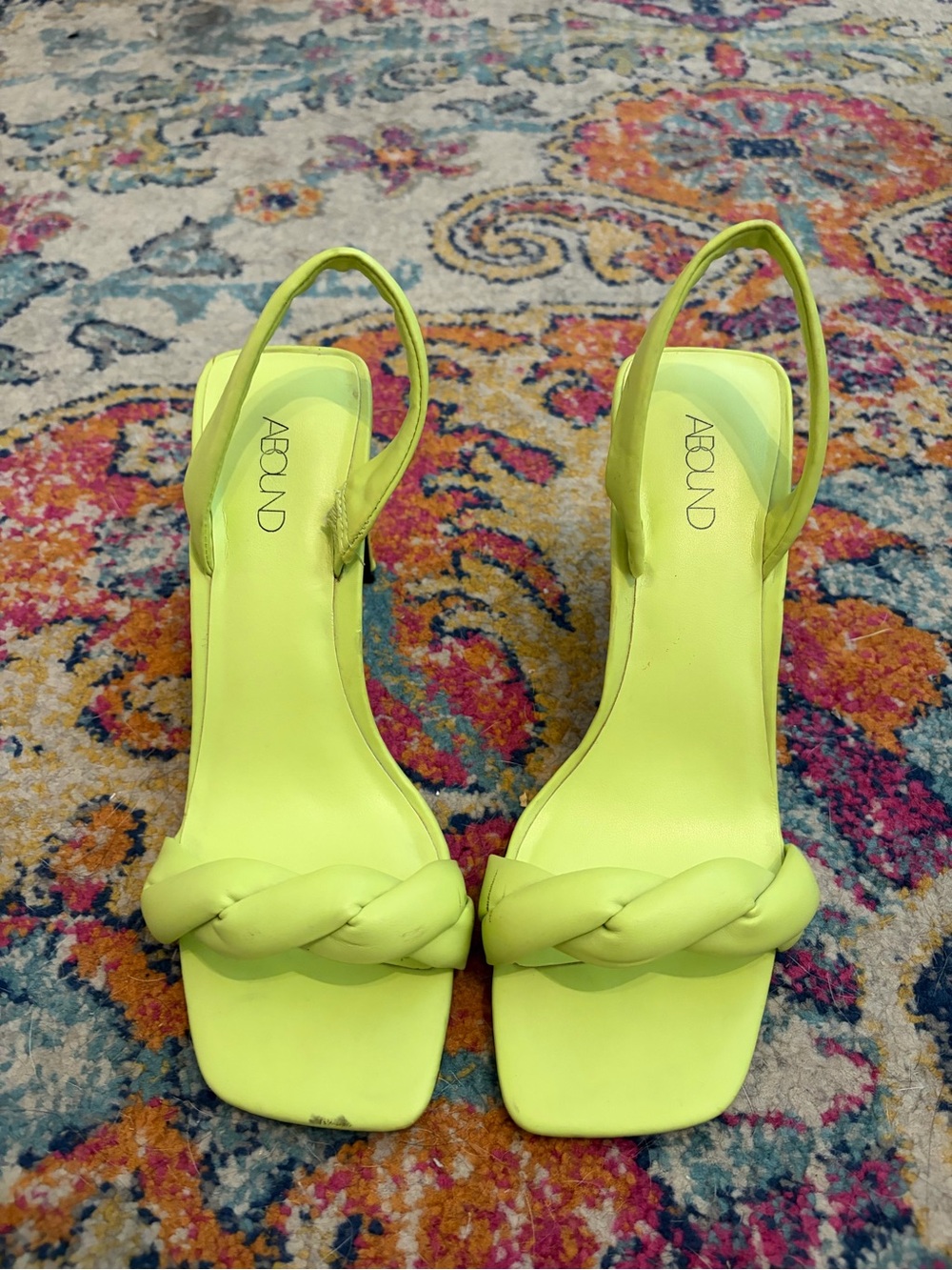 Abound Braided Neon Lime Slingback Heels